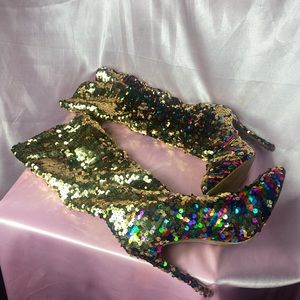 VERISTILE GLITTER GOLD MULTICOLOR GOLDEN BOOT REVERSIBLE GLITTER Zipper Friendly